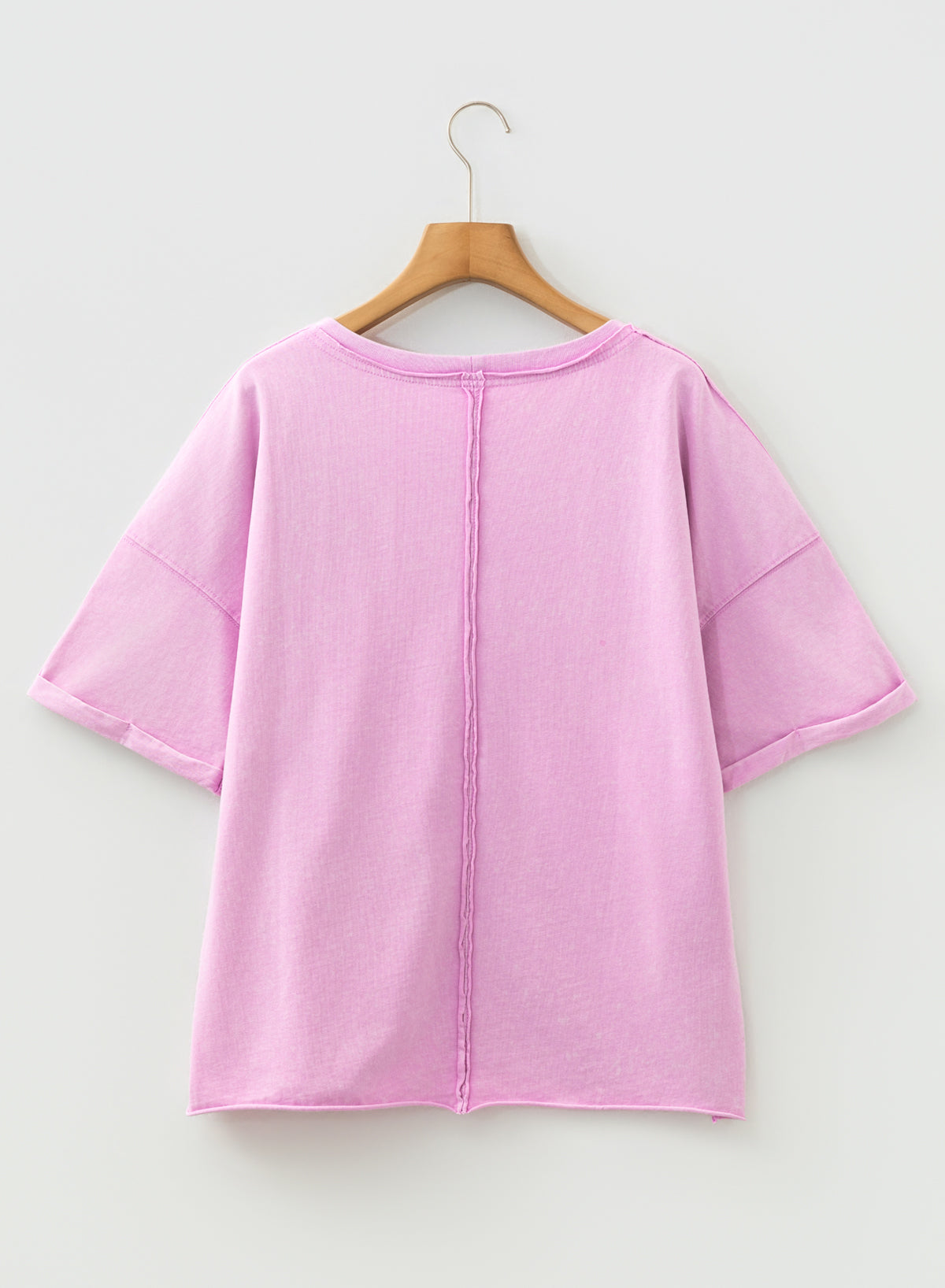 Lavendula Mineral Wash Drop Shoulder Raw Edge Loose Tee