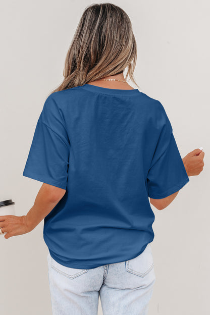 Color Block Chest Pocket Patched Casual Short Sleeve Top