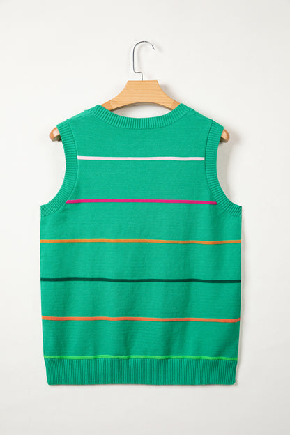 Stripe Round Neck Knitted Sweater Tank