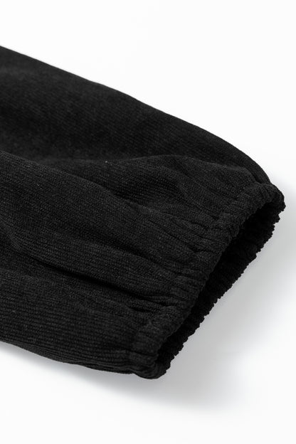 Black Lantern Sleeve Tiered Mini Dress