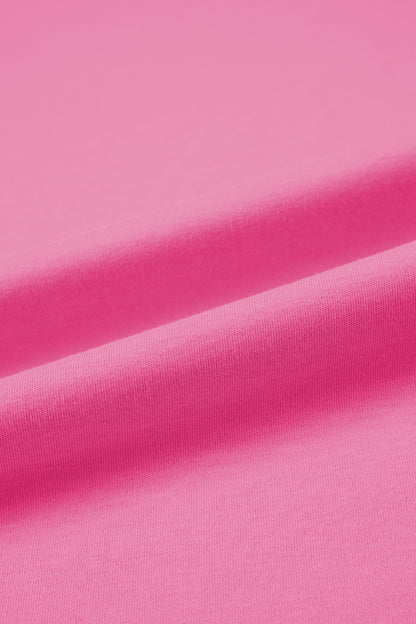 Pink Solid Color High Neck Oversize Tee