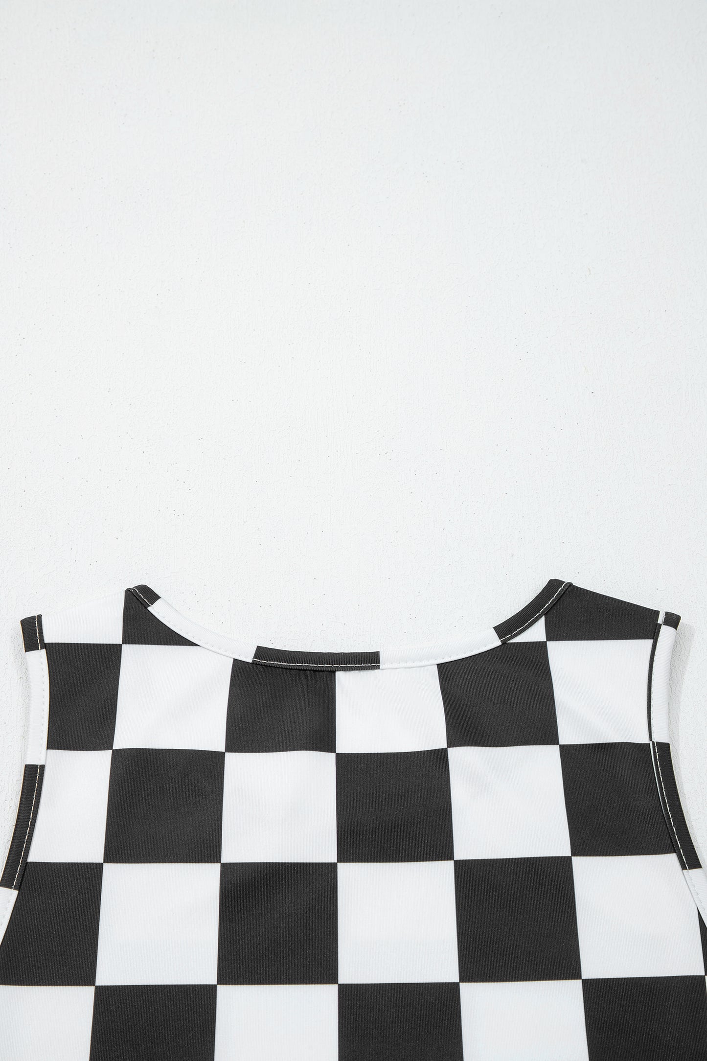 Black Checkerboard Printed Slim Tank Top