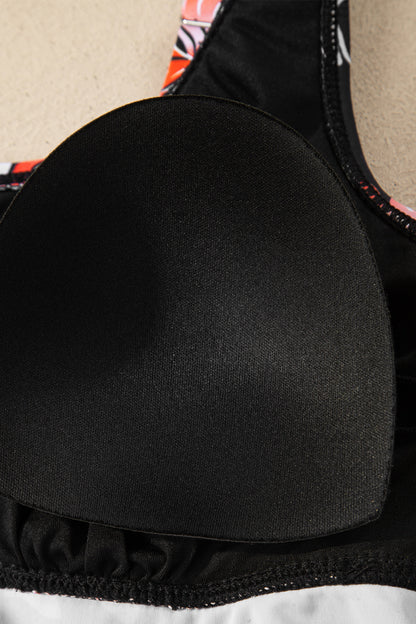 Black Scoop Neck Adjustable Tankini and Matching Skort Bathing Suit