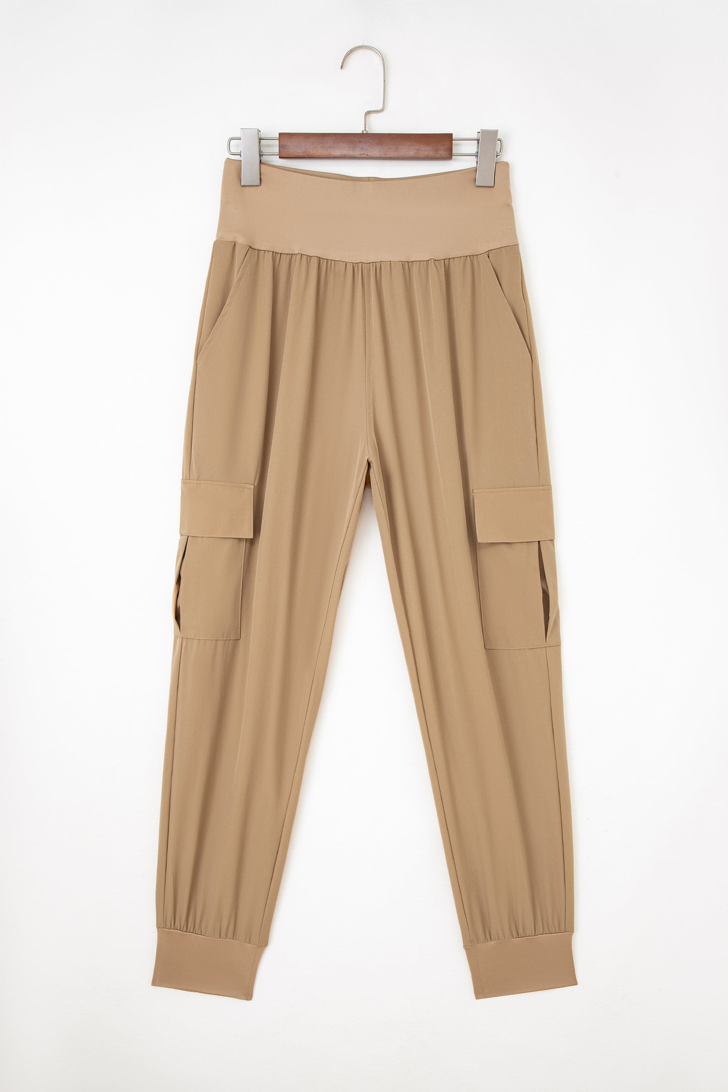 Elastic High Waist Pocketed Cargo Jogger Pants