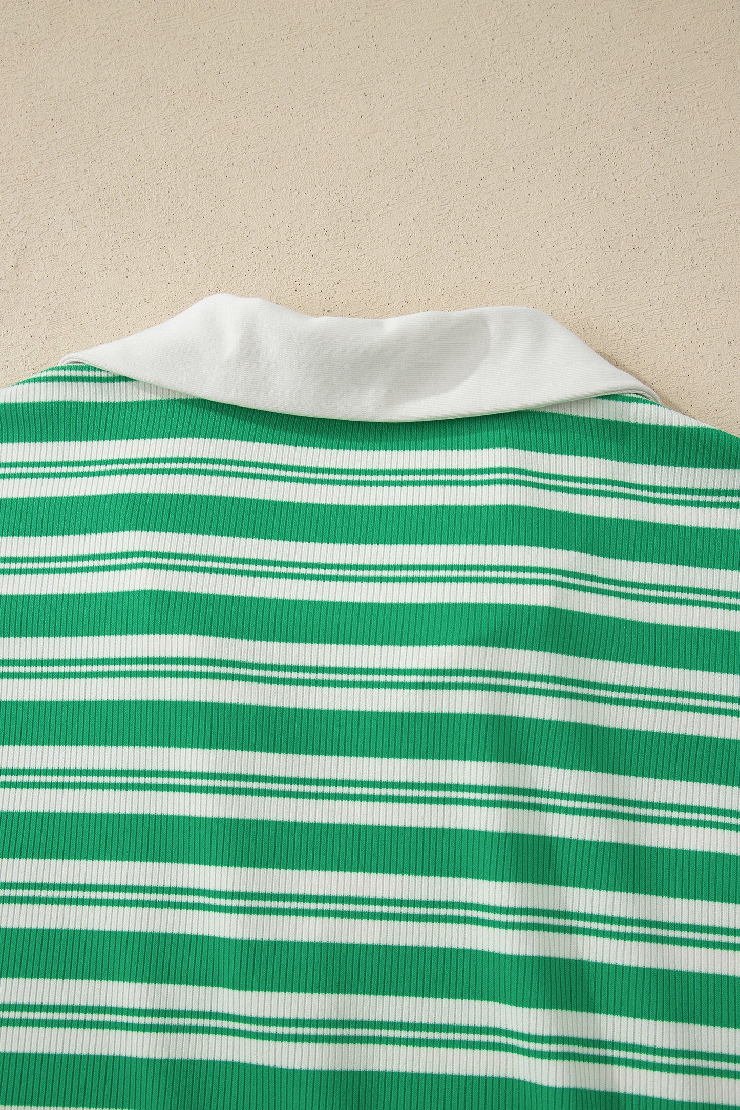 Stripe Collared V Neck Short Sleeve T Shirt Midi Dress with Pockets