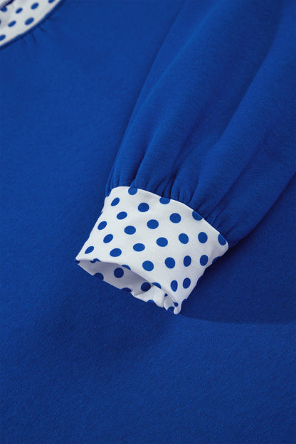 Polka Dot Trim Baggy Pullover 2pcs Short Set