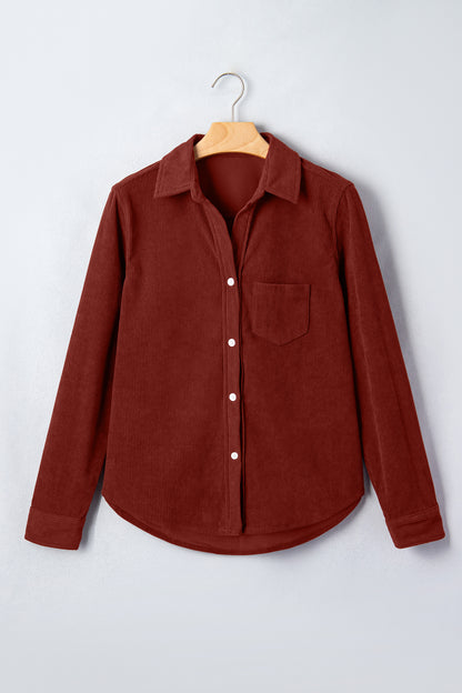 Clay Adjustable Cuff Long Sleeve Corduroy Shirt