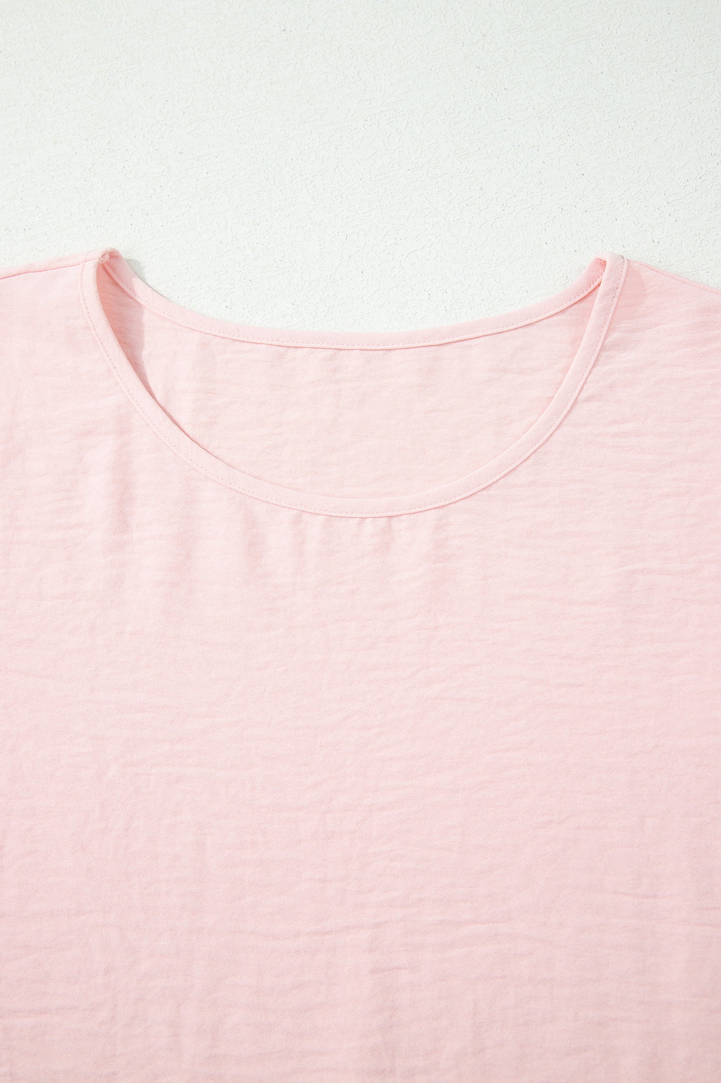 Solid Color Ruffle Trim Short Sleeve Blouse