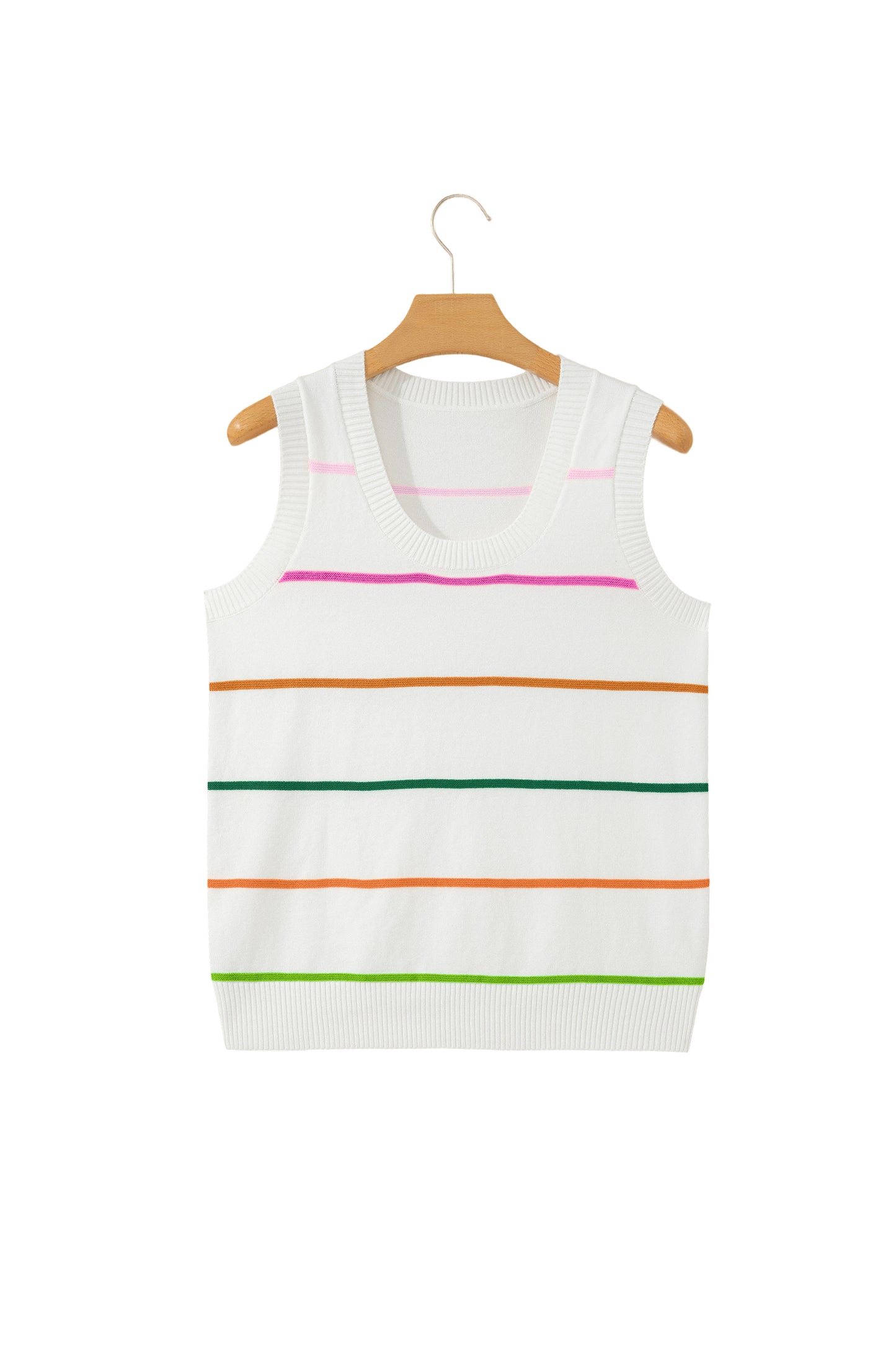 Stripe Round Neck Knitted Sweater Tank