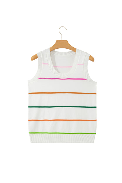 Stripe Round Neck Knitted Sweater Tank
