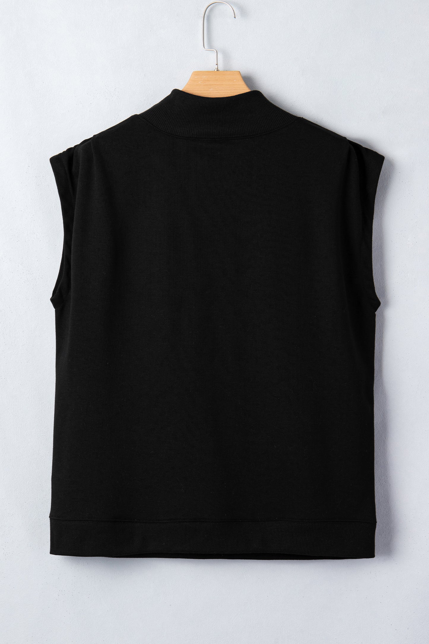 Solid Color High Neck Cap Sleeve Loose Top