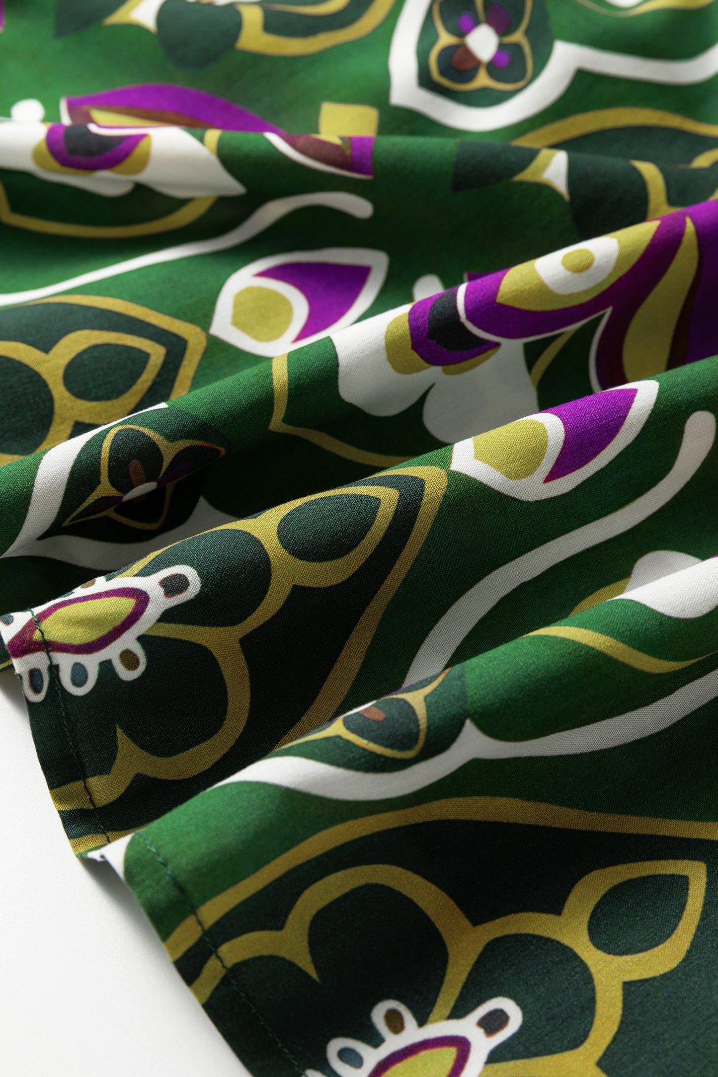 Green Plus Size Mixed Floral Patchwork V Neck Bracelet Sleeve Maxi Dress