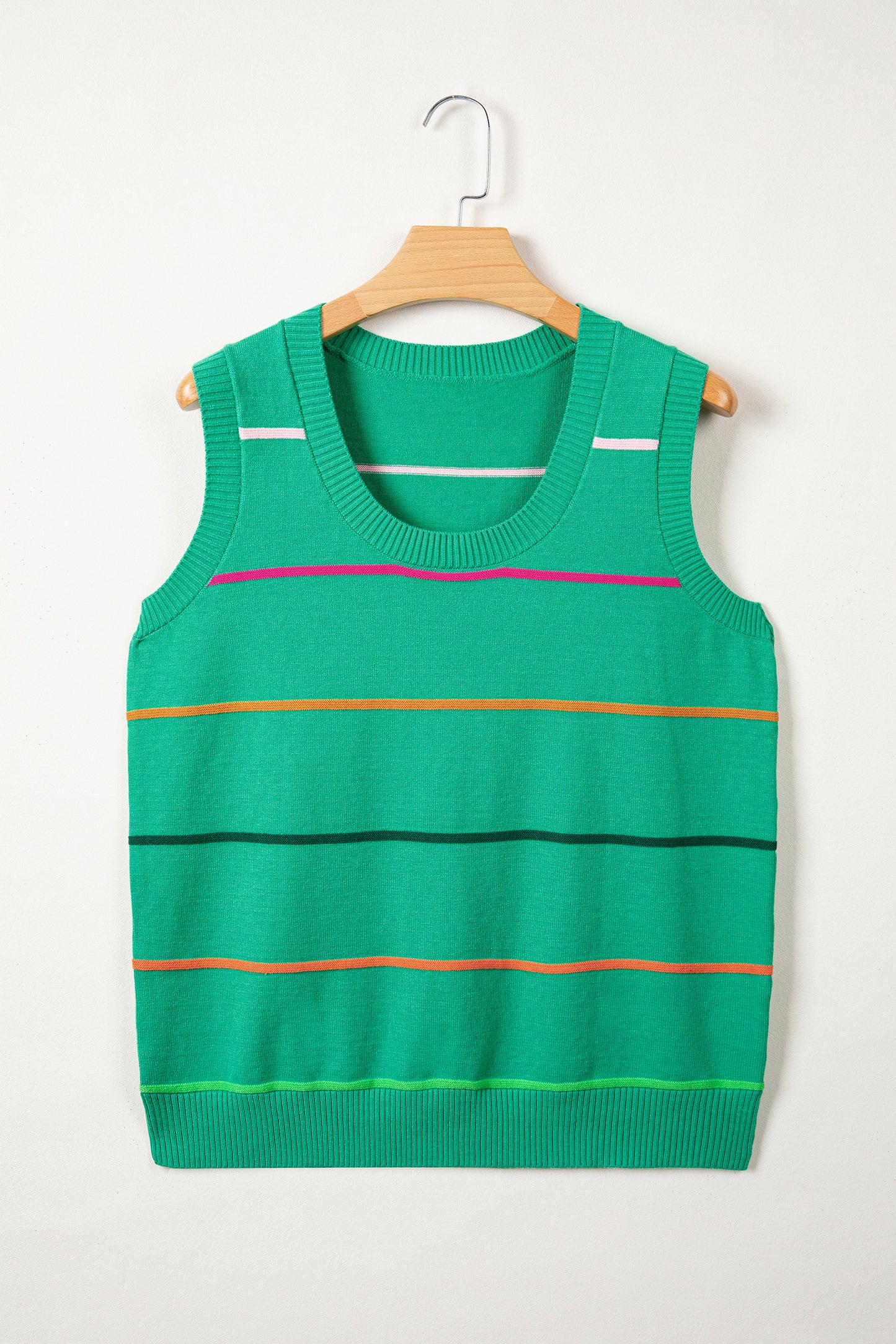 Stripe Round Neck Knitted Sweater Tank