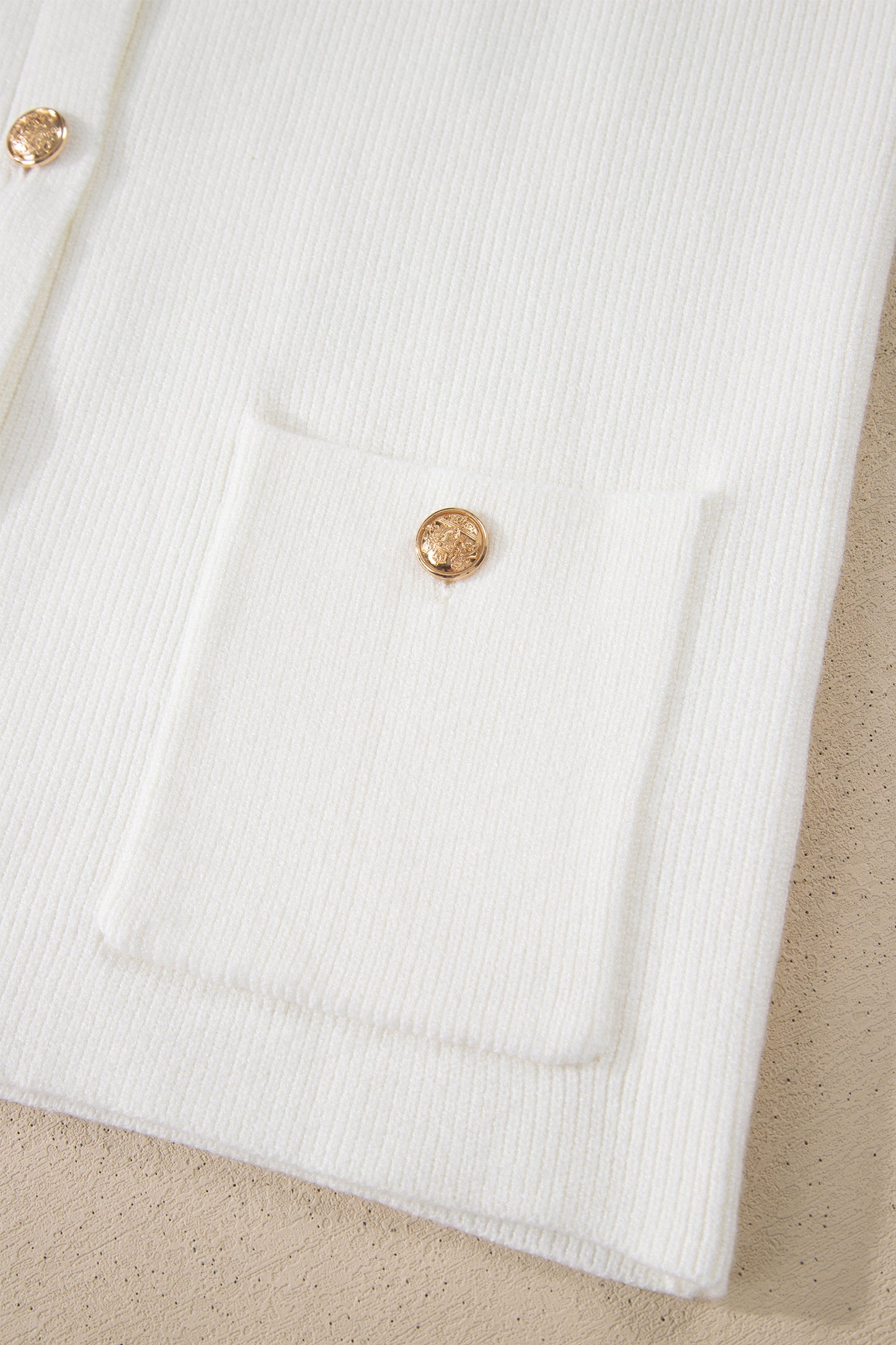Solid Color Sleeveless Knit Button Pocketed Sweater