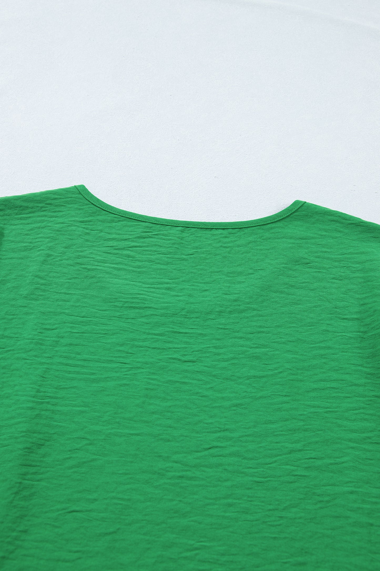 Solid Color Ruffle Trim Short Sleeve Blouse