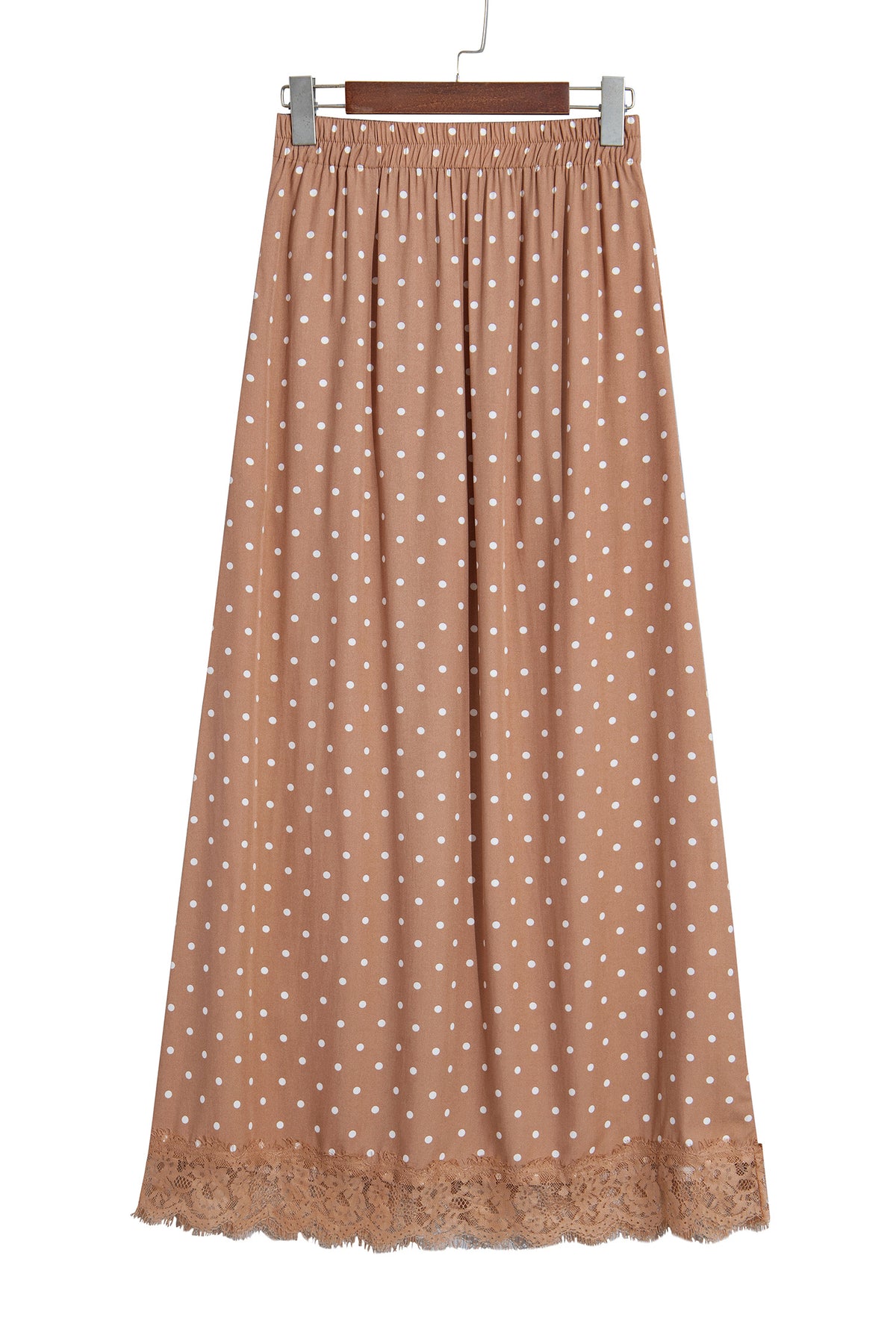 Polka Dot Lace Hem Elegant Long Shift Skirt
