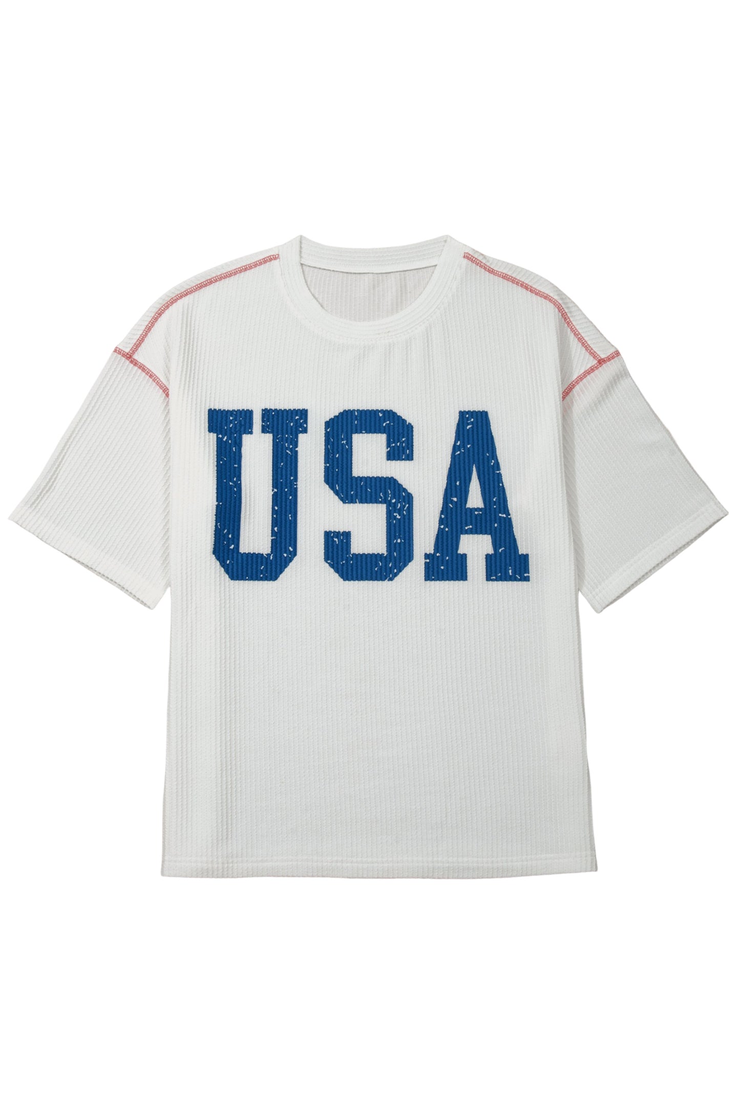 USA Graphic Half Sleeve Loose Ribbed Top