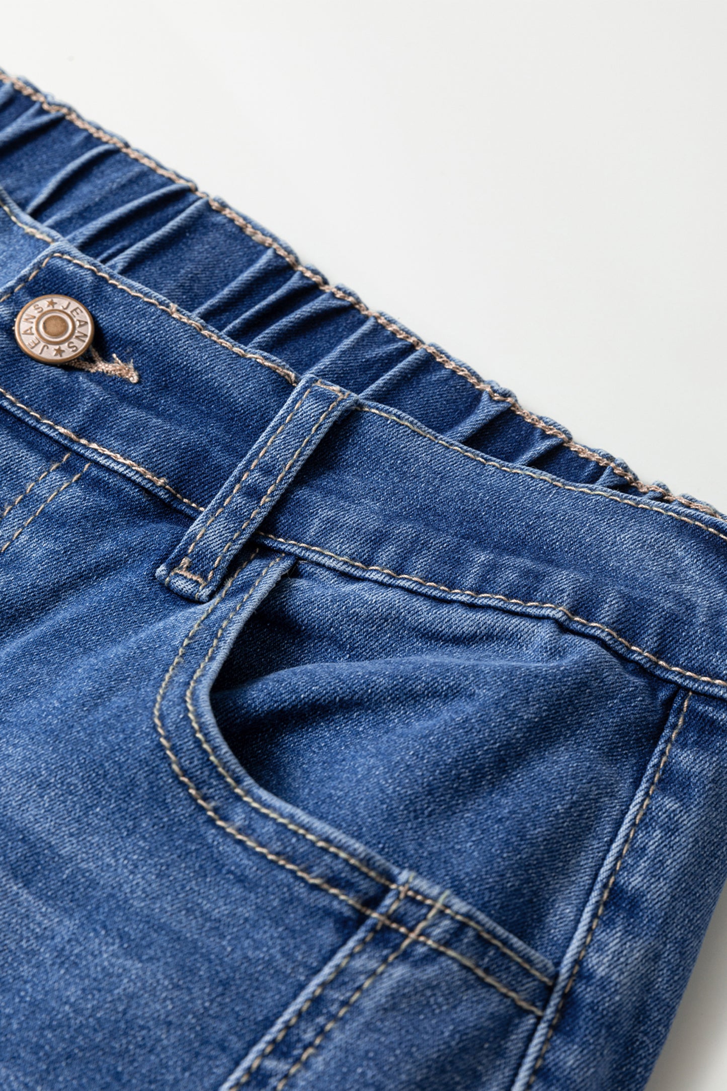 Blue 4 Buttons Front Tapered Casual Loose Fit Jeans