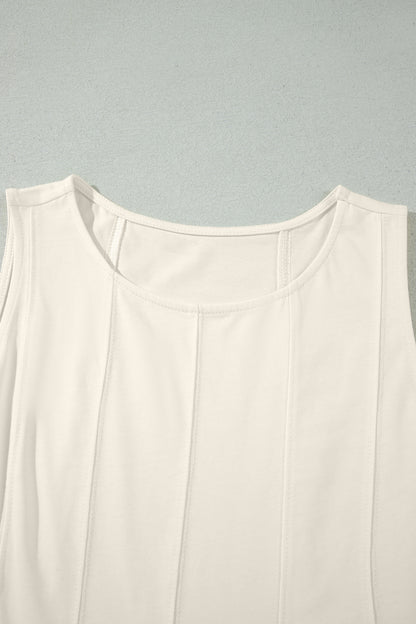 Stitched Detail Loose Tank Top Cotton 2pcs Short Set