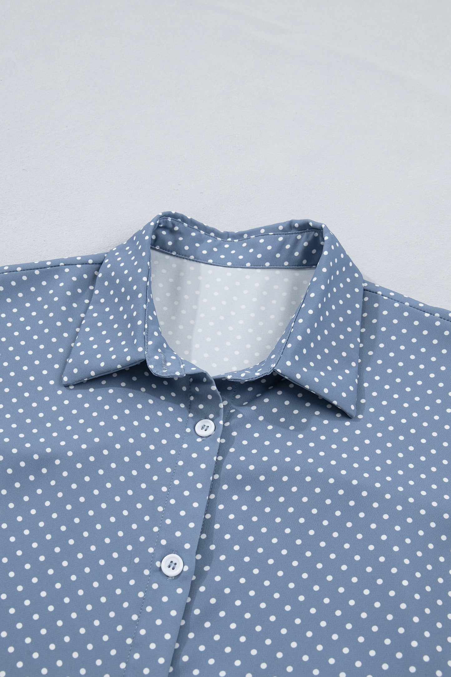 Dotted Print Cuffed Short Sleeve Shirt