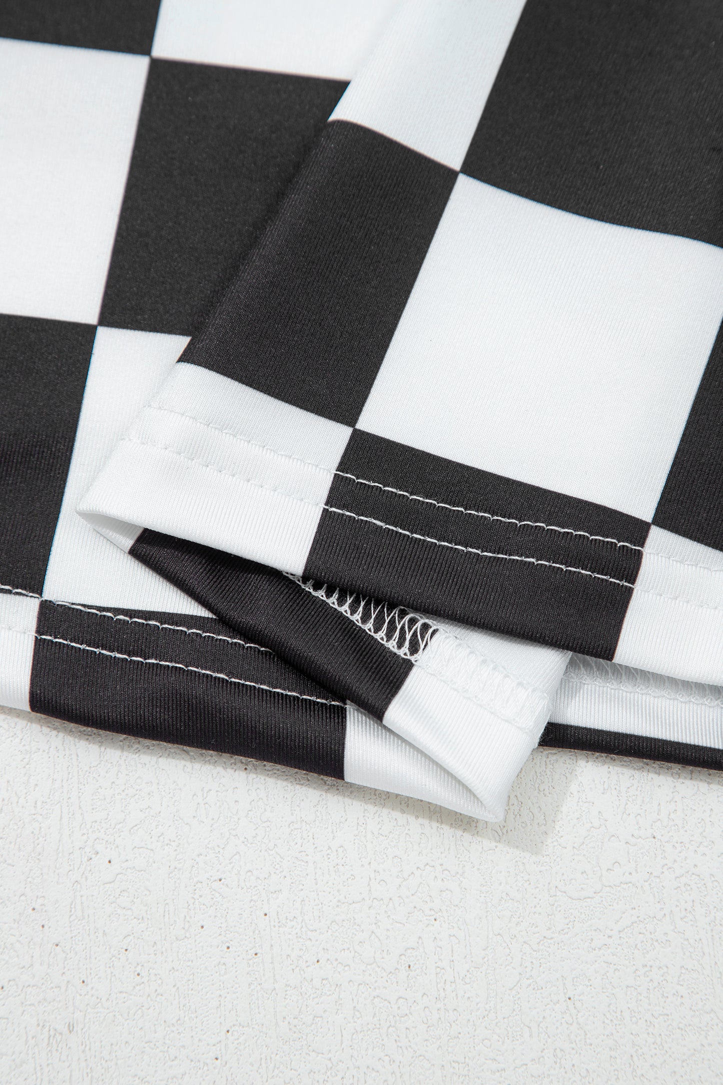 Black Checkerboard Printed Slim Tank Top