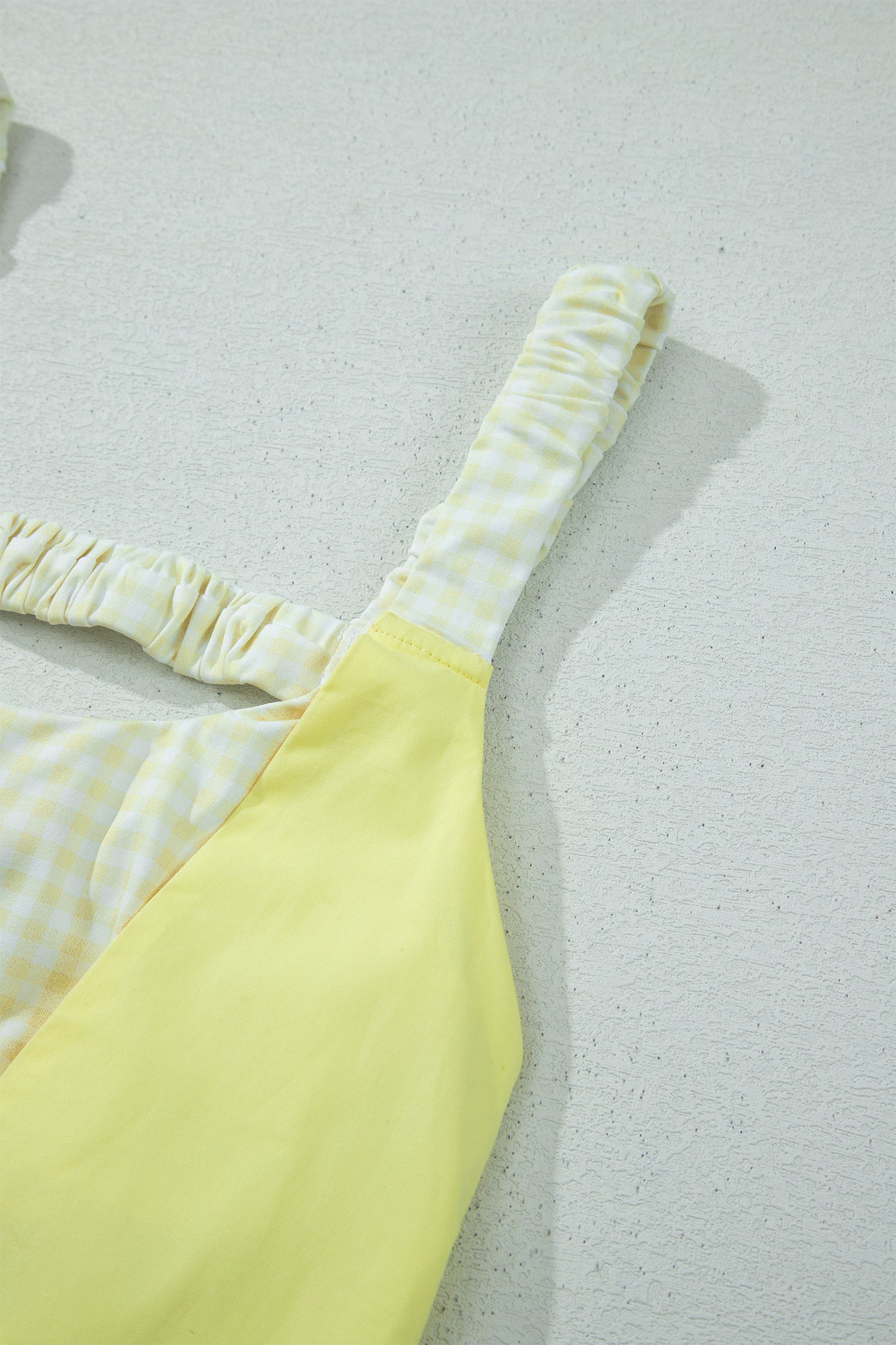 Faux Two Piece Gingham Contrast Patchwork Loose Mini Dress