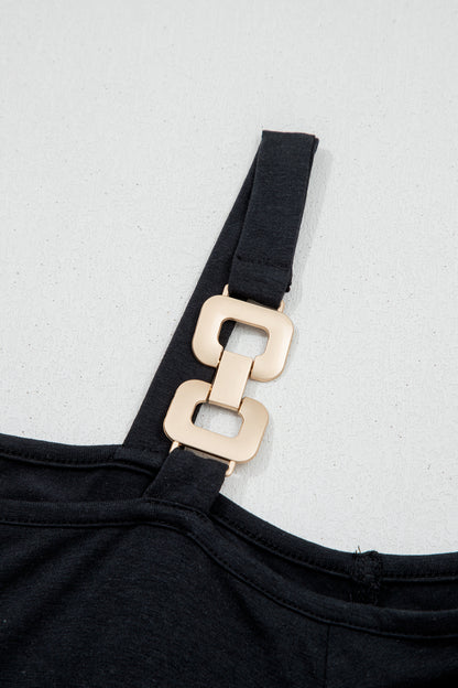 Black Asymmetric Shoulder Detail Short Sleeve Plus Size Maxi Dress