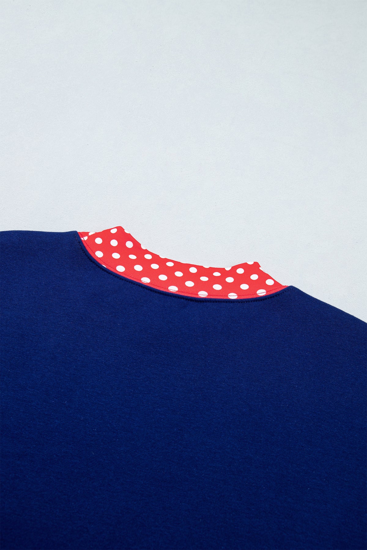 Polka Dot Trim Baggy Pullover 2pcs Short Set