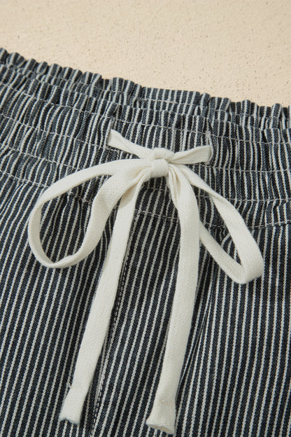 Raw Edge Drawstring Elastic Waist Casual Denim Shorts