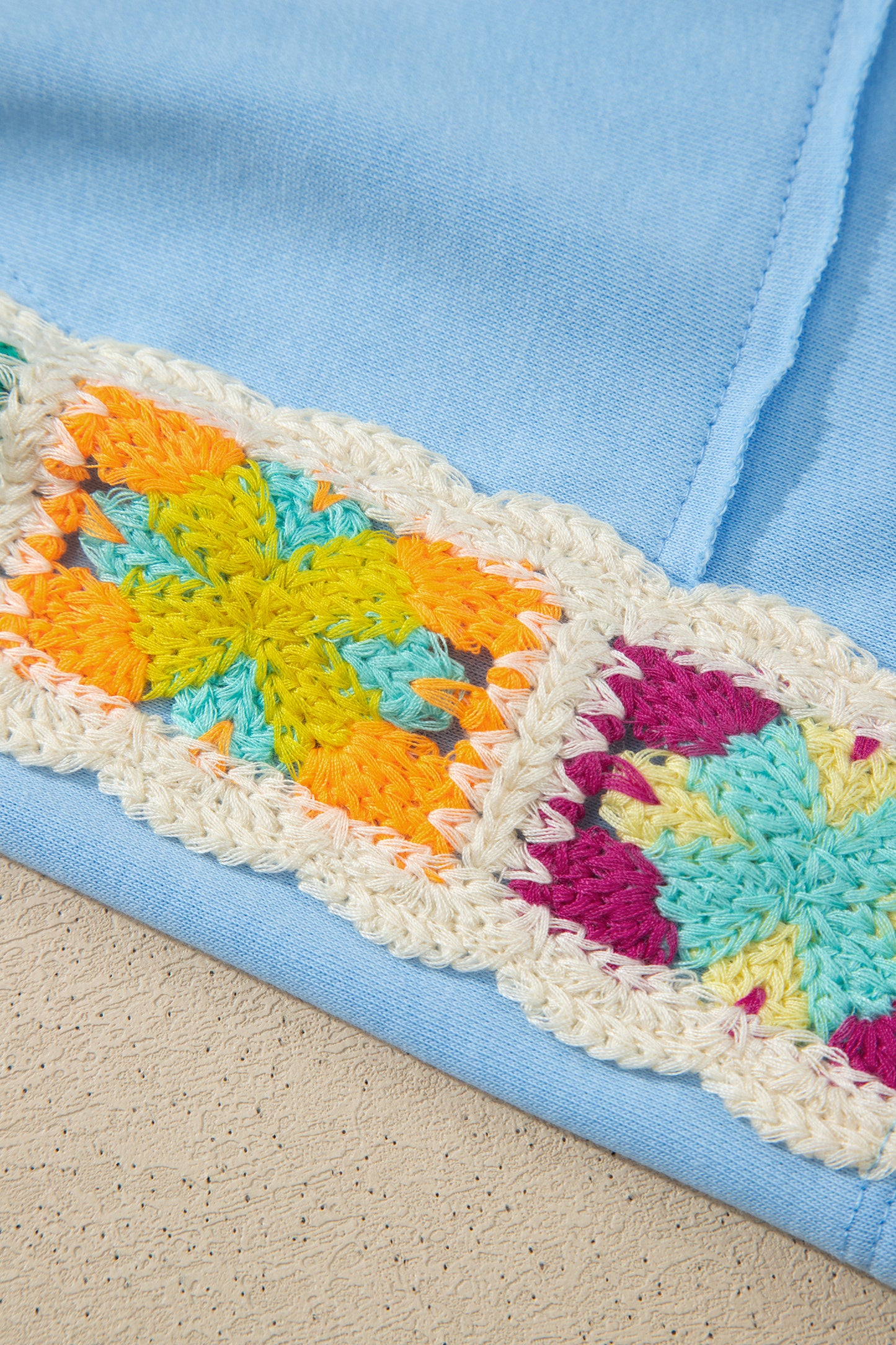 Granny Square Crochet Detail Short 2pcs Set