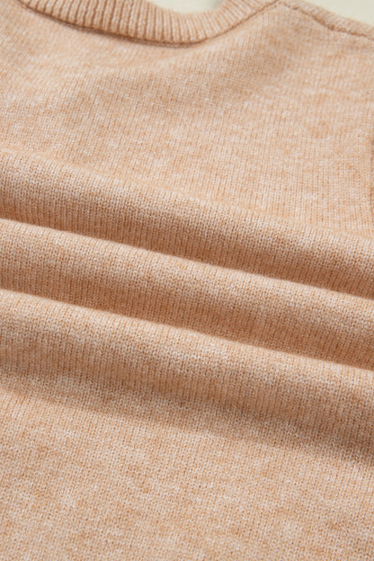 Oatmeal Ruffle Trim Gold Button Sweater Cardigan