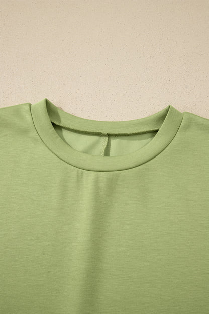 Green Bay Solid Color Long T Shirt Dress with Slits