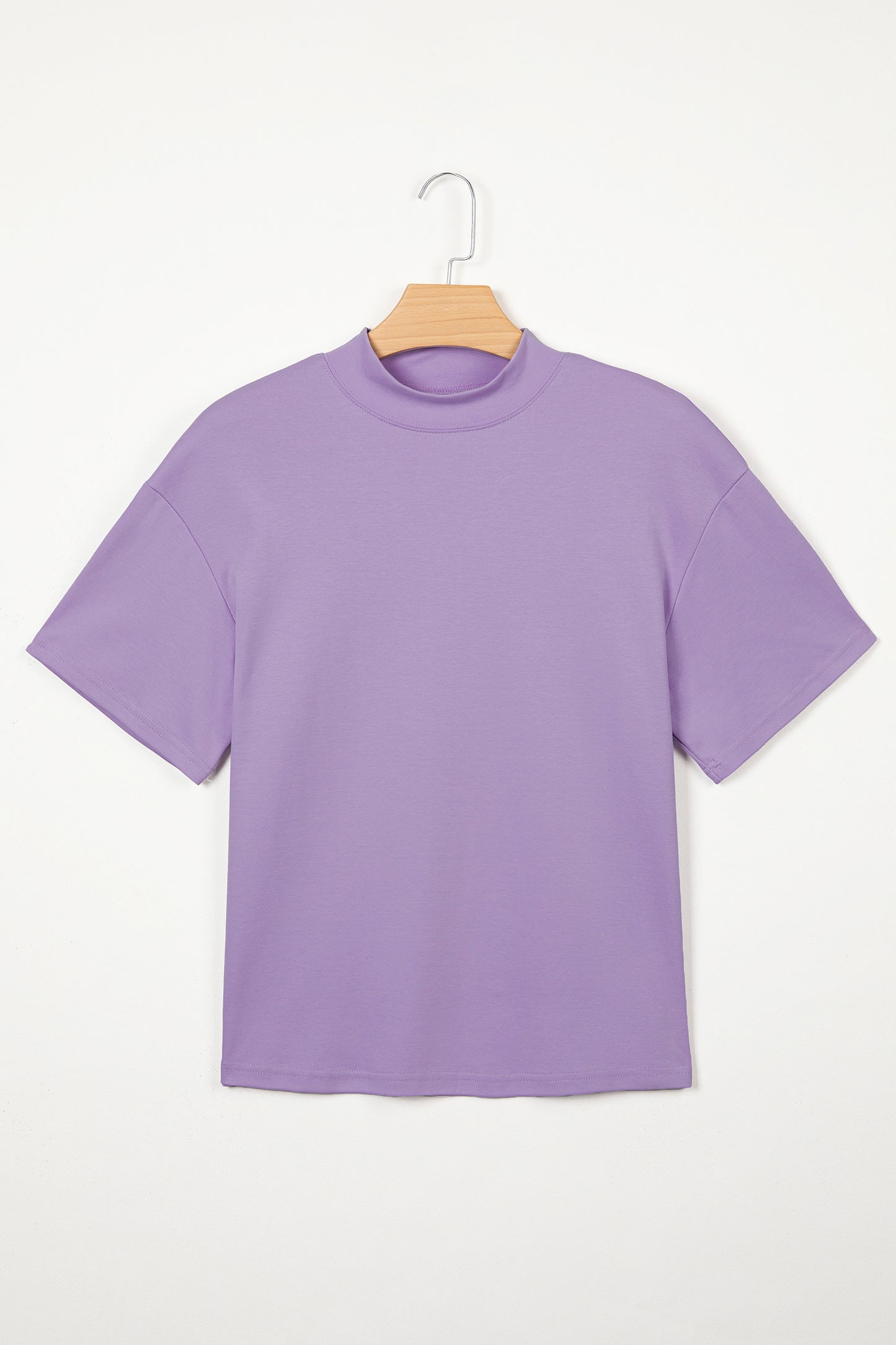 Pink Solid Color High Neck Oversize Tee