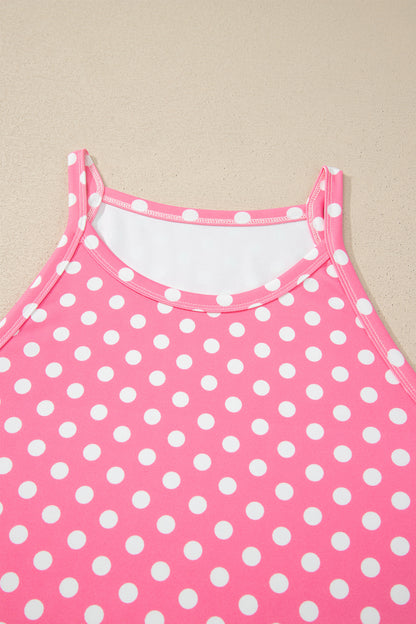 Polka Dot Print Slim Tank Loose Pants 2pcs Outfit