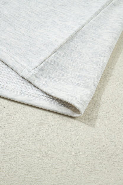 Light Grey Color Block Denim Patchwork Button Polo Collar Short Sleeve Top