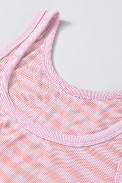 Stripe Ribbed Knit Slim Tank Top