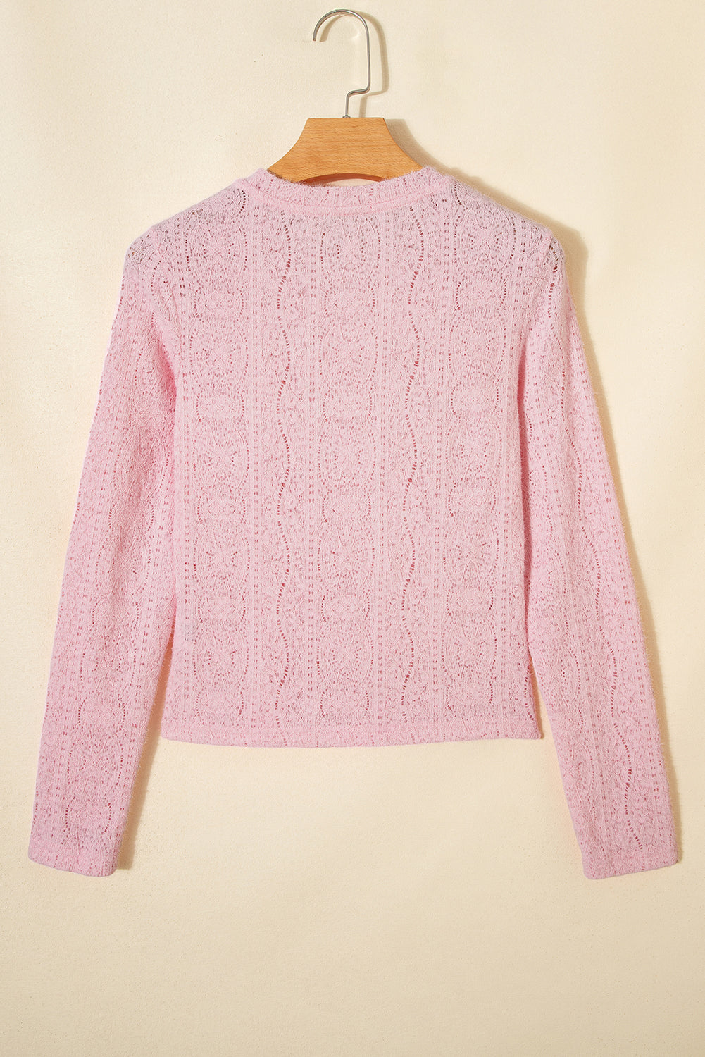 Jet Stream Semi Sheer Lace Long Sleeve Cropped Top