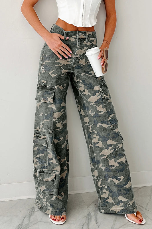 Camo Cargo Wide Leg Pants