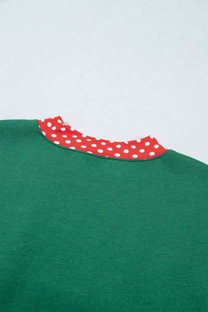 Polka Dot Trim Baggy Pullover 2pcs Short Set