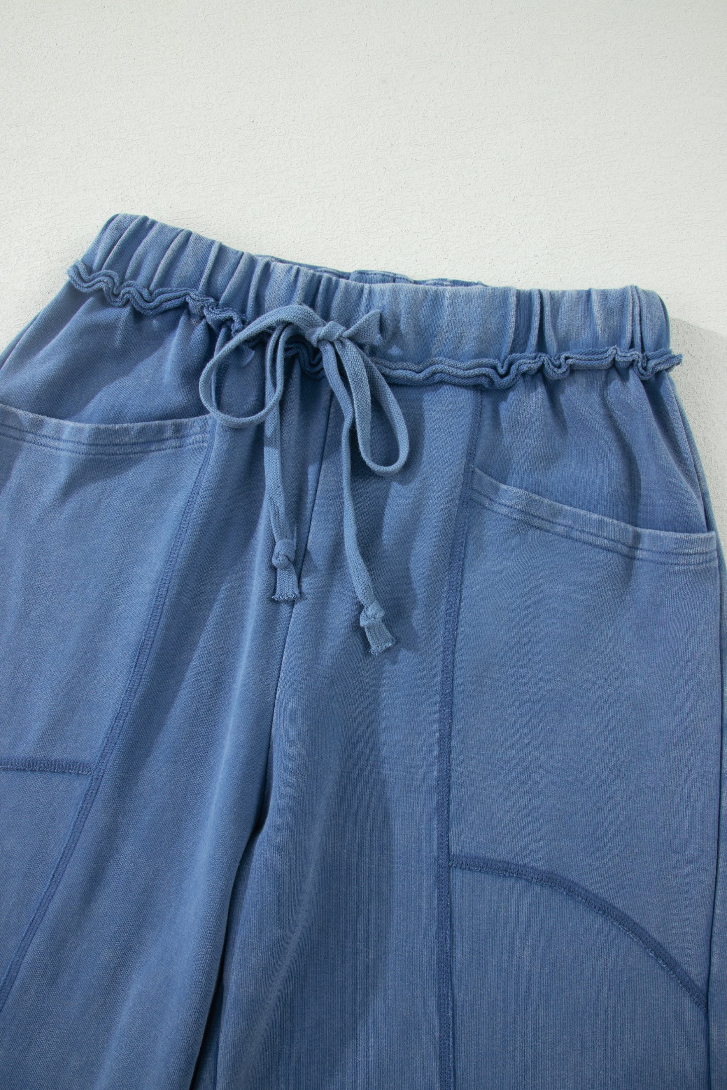Mineral Wash Drawstring Retro High Waist Wide Leg Western Pants