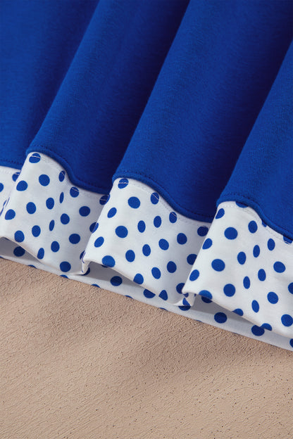 Polka Dot Trim Baggy Pullover 2pcs Short Set
