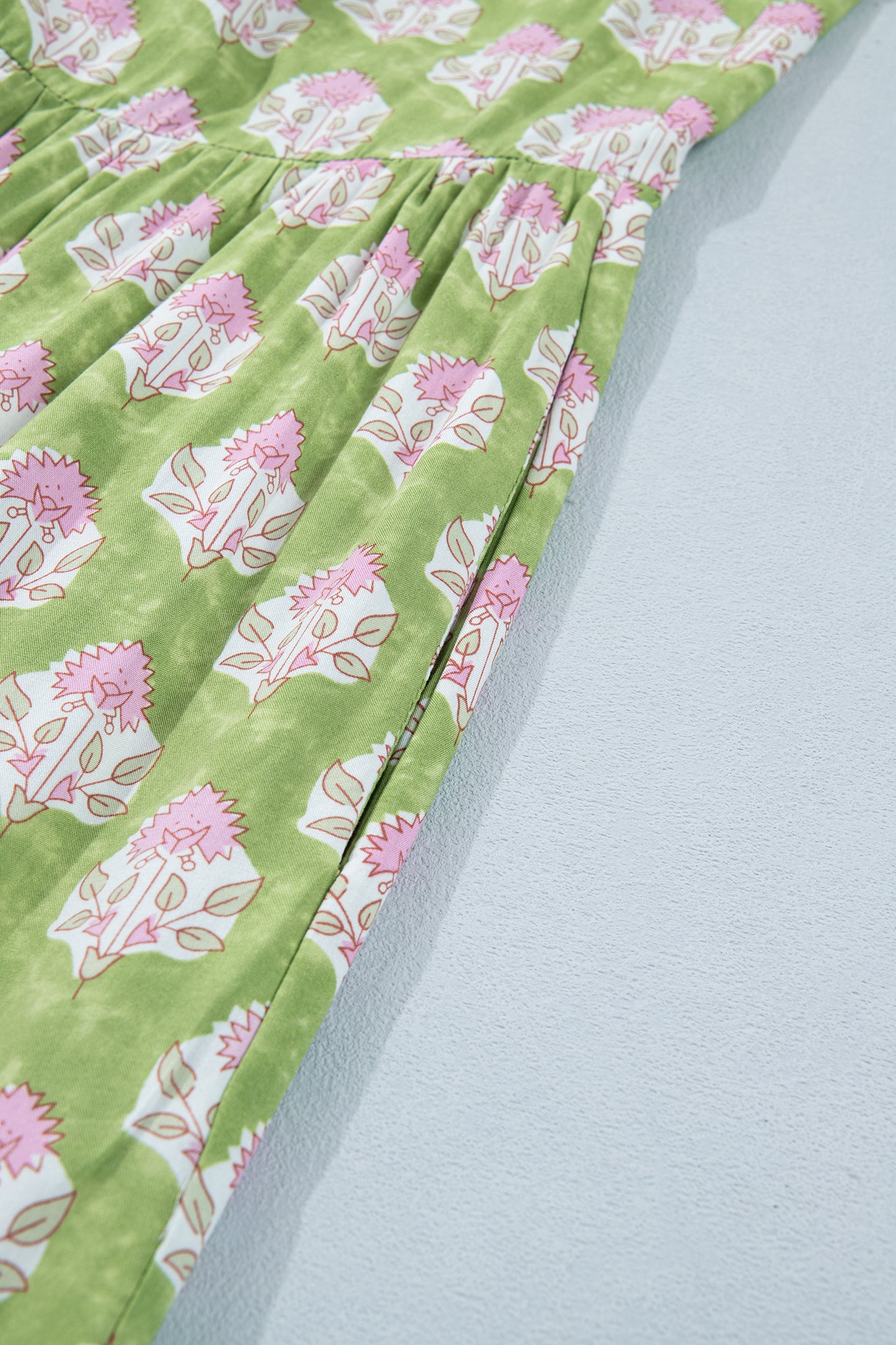 Floral Print Striped Detail Knot Straps Maxi Dress