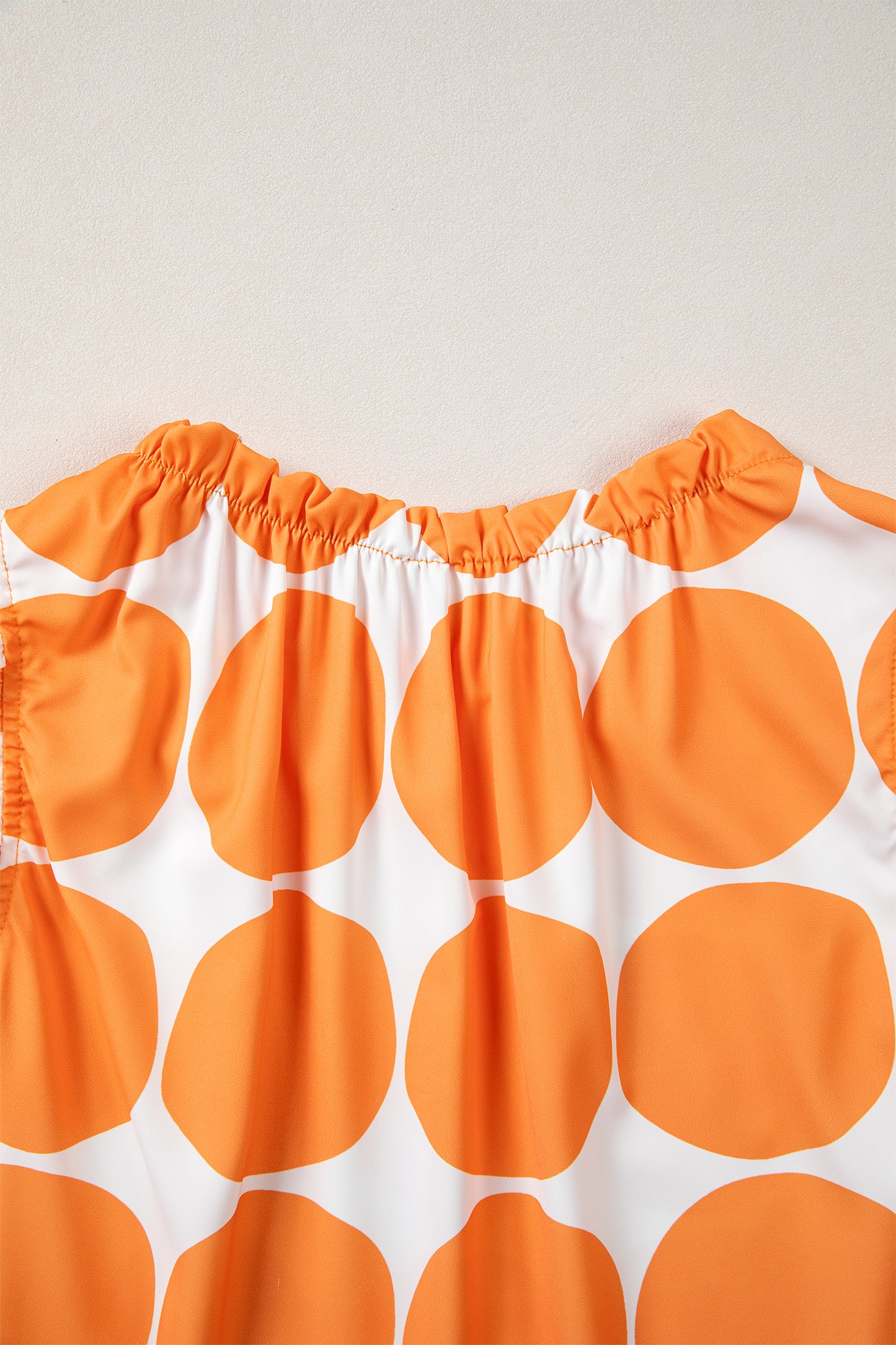 Polka Dot Print Frilled Round Neck Shift Tank Top