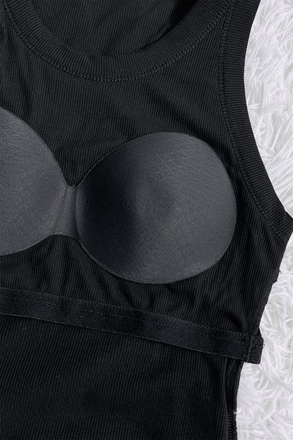 Four Leaf Clover Slim Ribbed Padded Tank Top