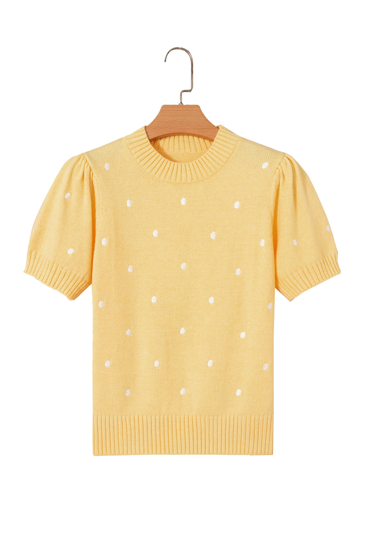 Elegant Polka Dot Bubble Short Sleeve Sweater