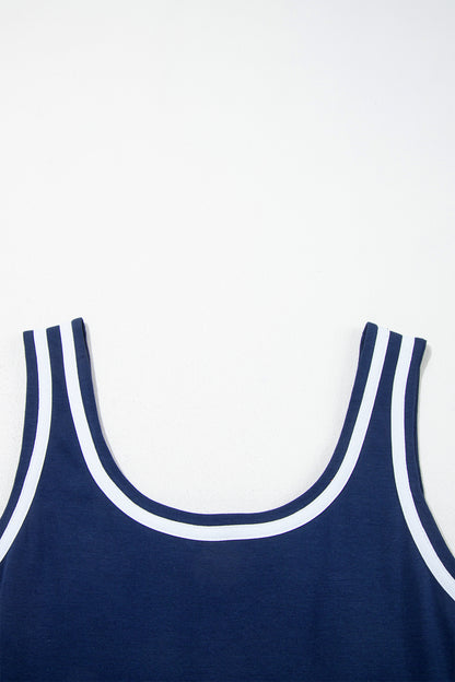 Contrast Trim U Neck Sleeveless Mini Dress