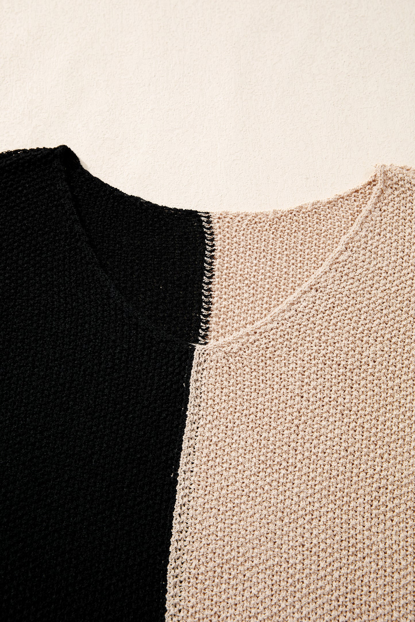 Chestnut Color Block Knit V Neck Loose Sweater