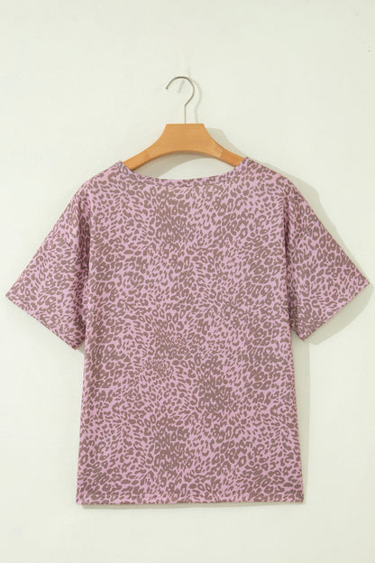 Leopard Retro Studded Star Patch Loose Tee