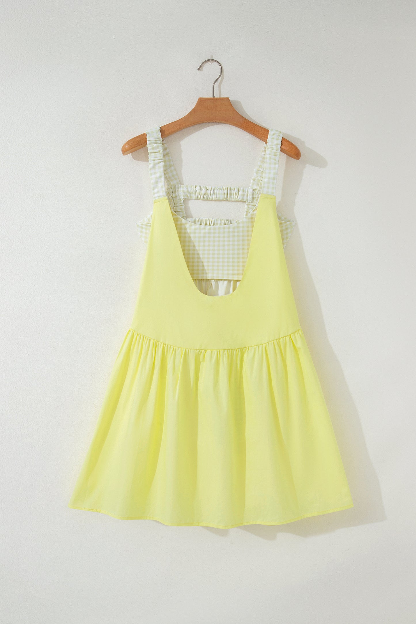 Faux Two Piece Gingham Contrast Patchwork Loose Mini Dress