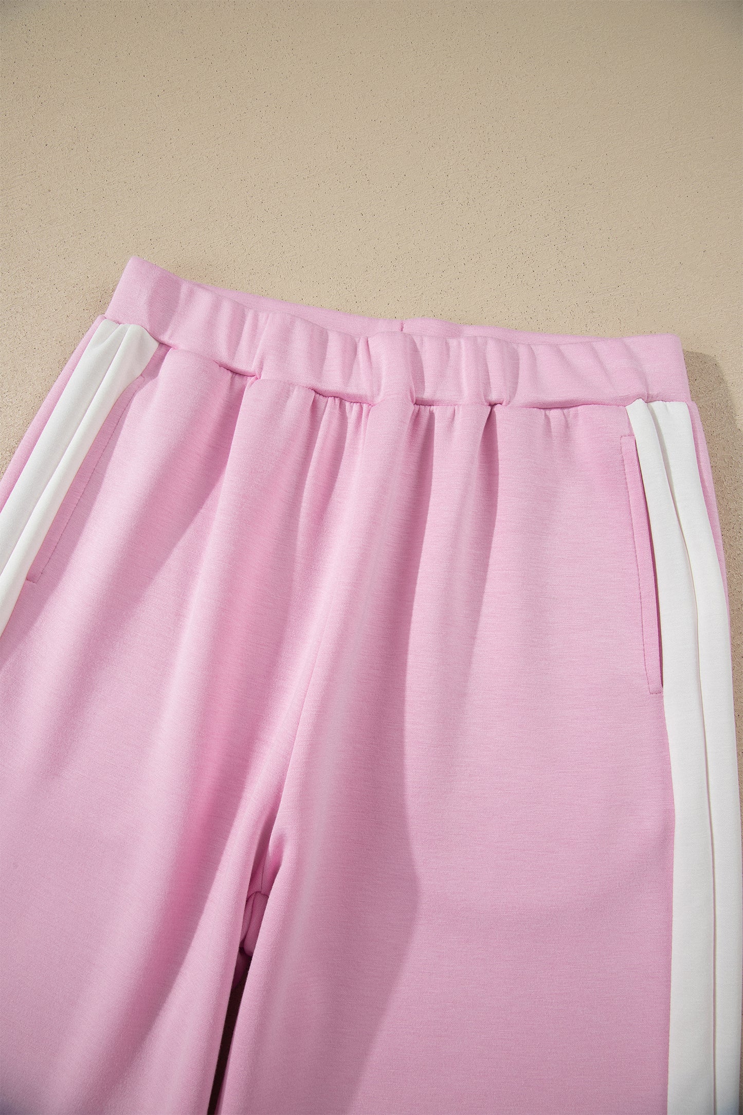 Colorblock Trim Cropped Tank Elastic Waist Shift Pants 2pcs Set